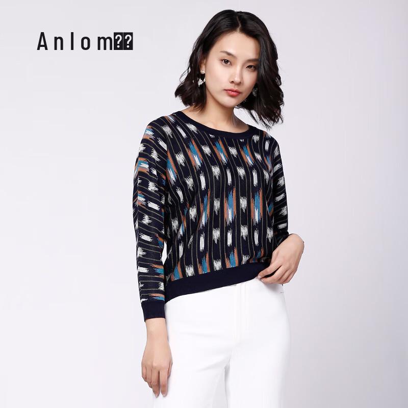 

Женский полосатый топ с длинным рукавом из тутового шелка Anlom 5XL