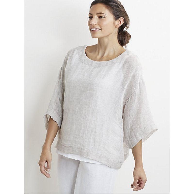 

Bat Middle Sleeve Pullover Fashion Overclothes Cool Linen Khaki SP