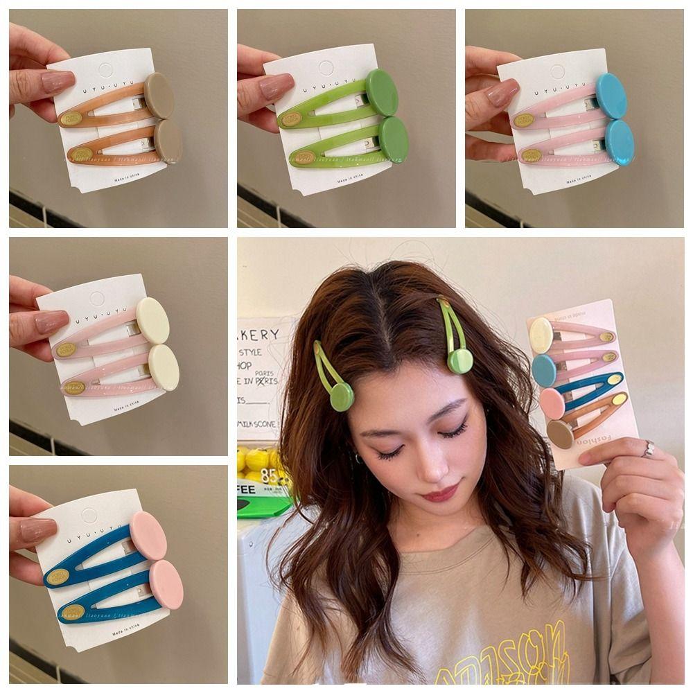 

2 шт. Геометрическая овальная заколка для волос, акриловая заколка для волос Kawaii Candy Color BB Clip Daily