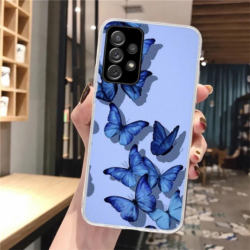 Blue Butterfly Beautiful Wing Soft Phone Case For Samsung Galaxy A16 A26 A36 A56 A15 A14 A13 A55 A54 A53 A35 A34 A33 A25 A24 A23