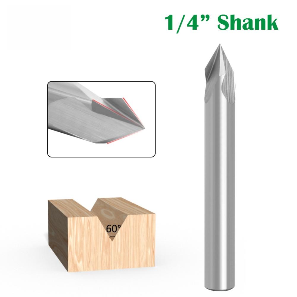 1/4-inch 60-Degree Solid Carbide V-Slotted Engraving Cutter  V-Slotted CNC Engraving End Mill For Wood Carving