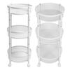 3 Tier Rolling Car Carbon Steel Round Folding Mobile Utility Storage Cart with Lockable Wheels for