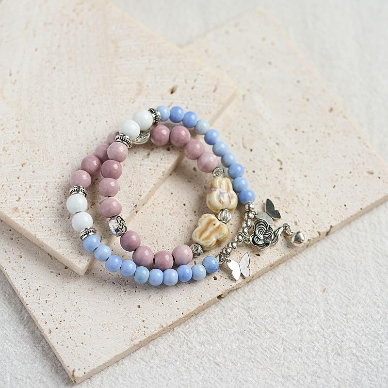 Jingdezhen Ceramic Bracelet Jewelry Double-layer Stacked Beaded Gold List Title Bracelet Wholesale