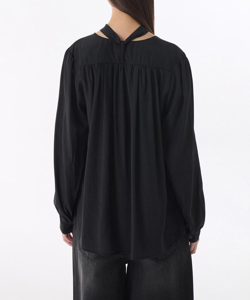 MUSINSA STANDARD WOMAN Women'S Volume Shirring Tie Blouse [Black]