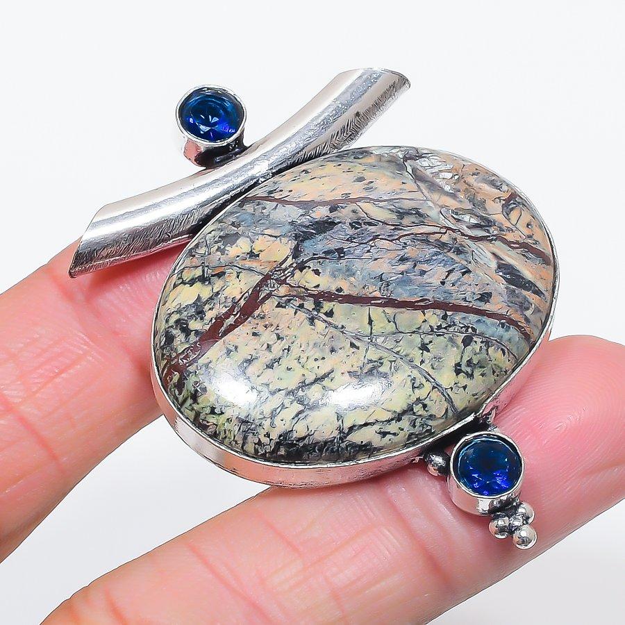 

Натуральная Драконья Кровь, Топаз 925 Стерлинговое Серебро Ювелирная Подвеска 2.17 c5l83