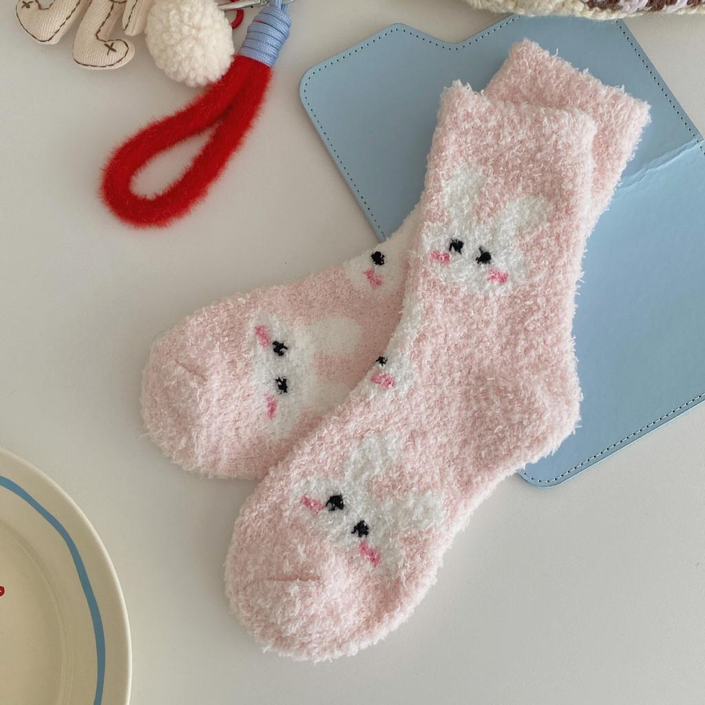 Winter Cute Coral Fleece Socks Plush Thickened Cotton Socks Home Sleep Warm Fluffy Floor Socks