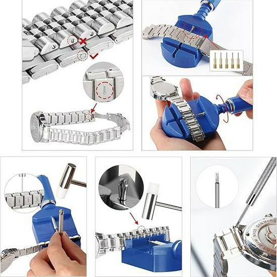 Watch Band Removal and Replacement Tool Set with Hammer and Spring Bar Adjuster