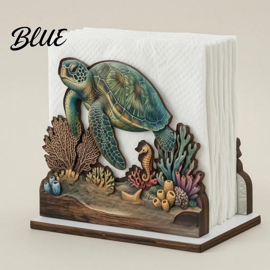Sturdy Napkin Holder for Home Decor Rustic Wooden Holder Octopus/Bird/Goose/Turtle/Black Bear/Elephant Pattern Compact Tissue Organizer Countertop