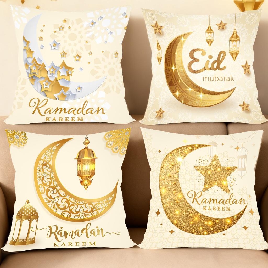 2026 Eid Mubarak Pillowcase Decor for Home Sofa Cushion Cover Islamic Ramadan Kareem Decoration Mosque Muslim Pillow Cover Gifts