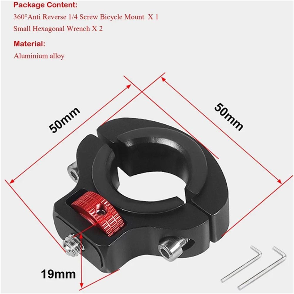 Aluminum Motorcycle Bike Handlebar Mount For GoPro Insta360 DJI 1/4" Thread Hole