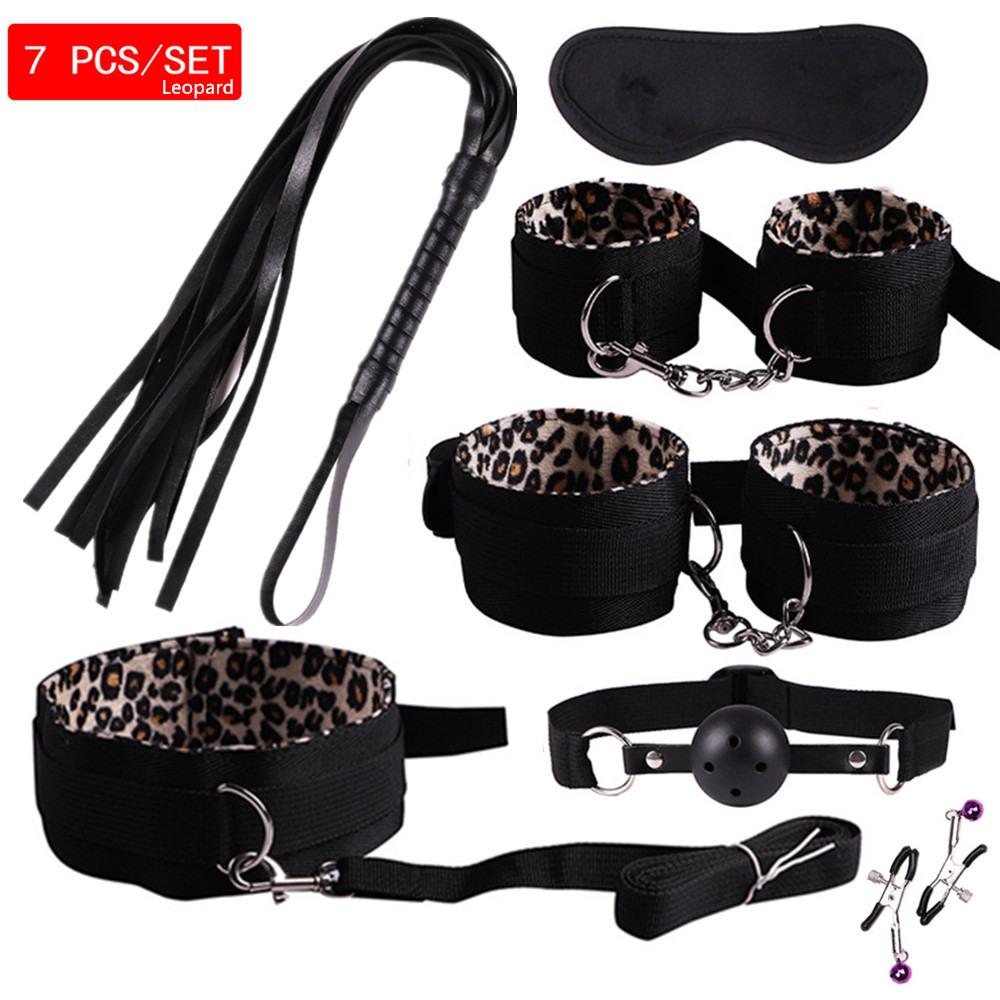 7 in 1 Exotic Accessories Sex Bondage Set Sexy Lingerie Handcuffs Whip Rope Adult Products for
