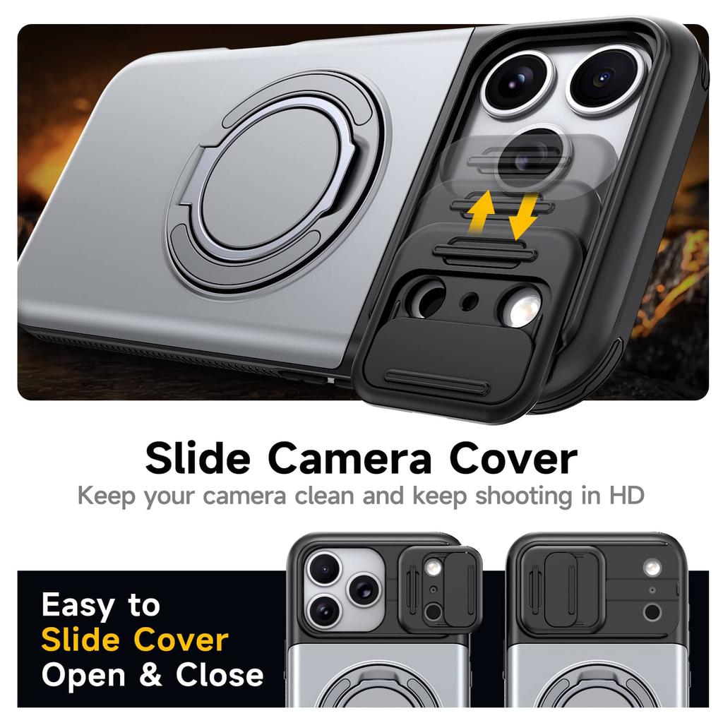 WEFOR Robuste Hülle für iPhone 17 16 15 14 13 12 Pro Max 11 XR Kartenhalter Geldbörse Ständer Schieb-Kameraabdeckung Stoßfeste Hülle