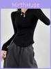 Cotton Long Sleeve T Shirt For Women With Polo Collar Slim Fit For Spring Autumn