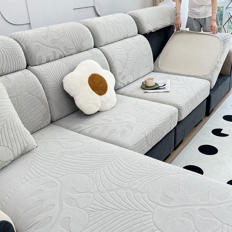 New Waterproof Fabric Sofa Cover Jacquard Solid Sofa Cushion Seat Case Stretch L-Shaped Cover Living Room Furniture Protector