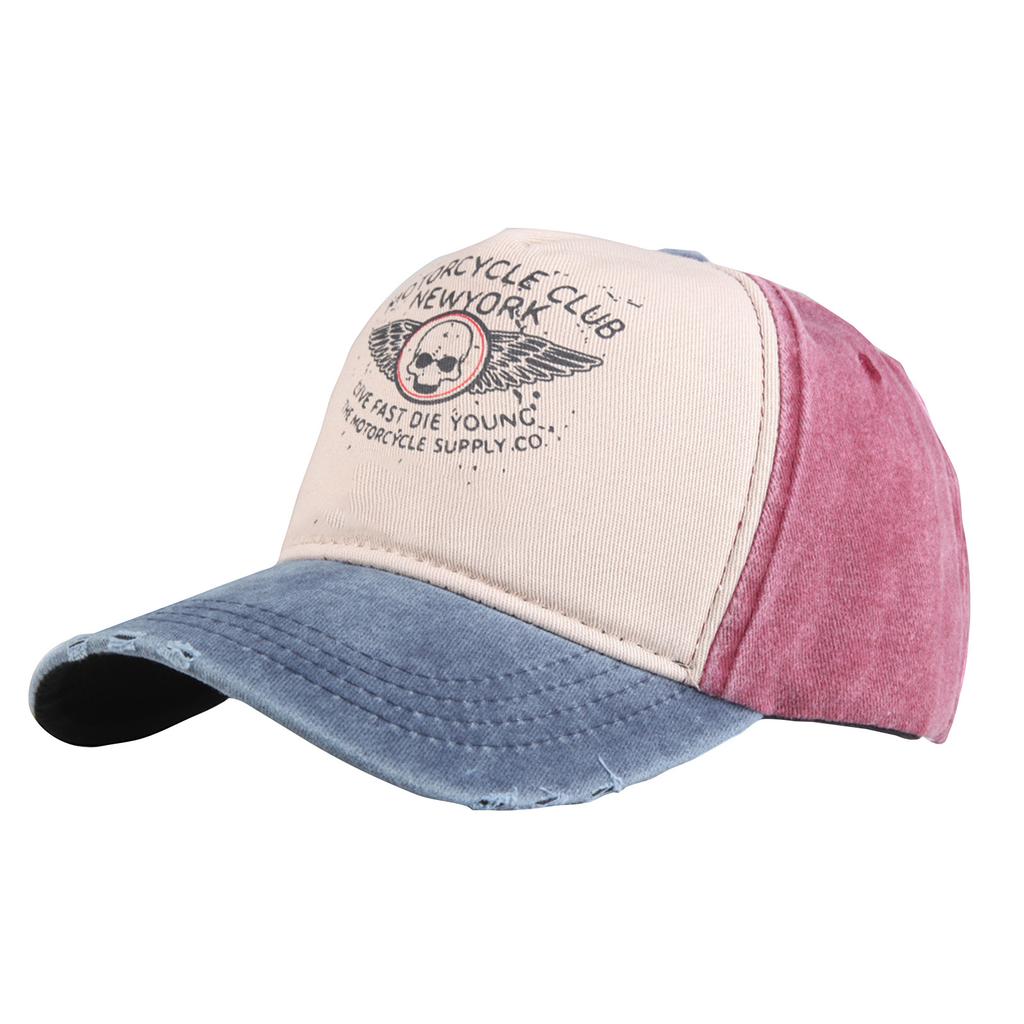 Retro Baseball Cap Cotton Washed Denim Trucker Hat Contrasting Color Distressed Pattern Print Hat Hat Unisex