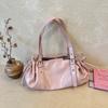 Pink PU Shoulder Bag For Women Trendy Large Capacity Commuter Tote Bags Simple Casual Motorcycle Style Traveling Handbags