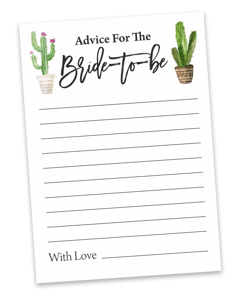 Inkdotpot Cactus Taco'Bout LoveA  Advice And Wishes Set Of 50 Bridal Shower Advice Game