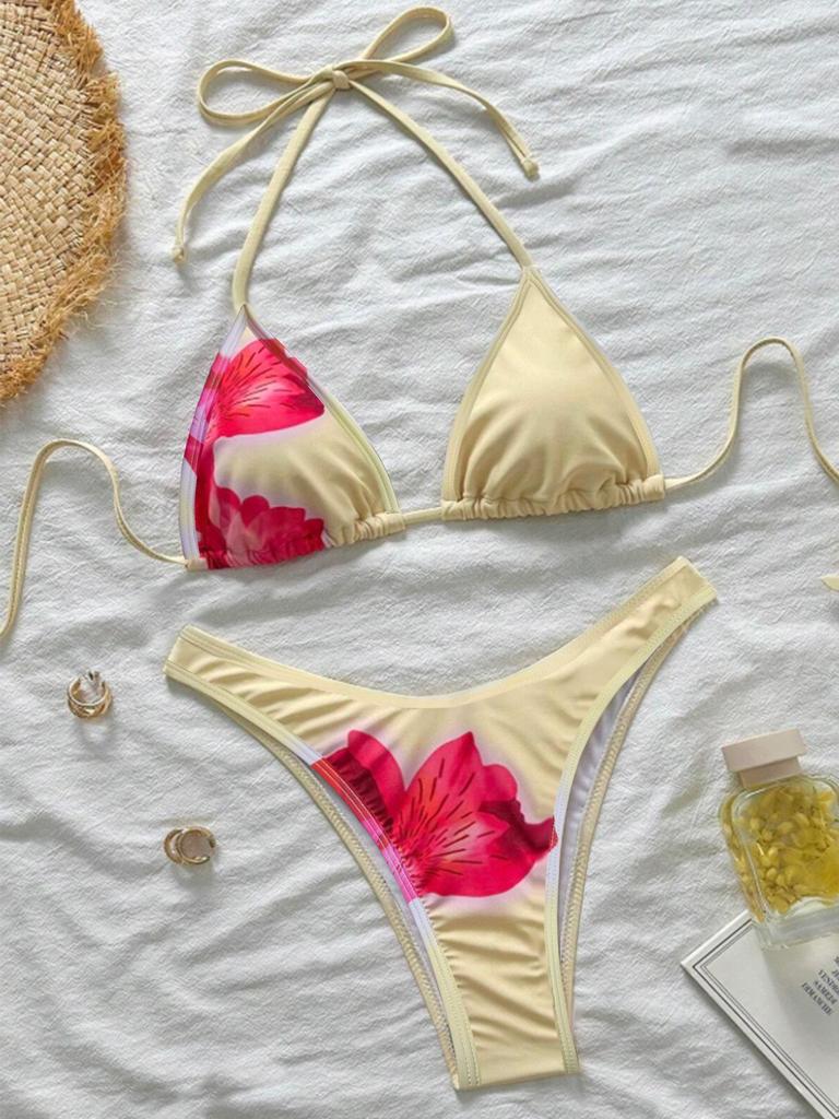 "2025 Bikini Sexy cu Șireturi din Dantelă cu Imprimeu Leopard, Costum de Baie din Două Piese pentru Femei"