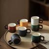 60ml Gradient Ceramic Tea Cup with Handle, Heat-resistant Coffee Cup, Household Hand Drawn Mini Minimalist Mug