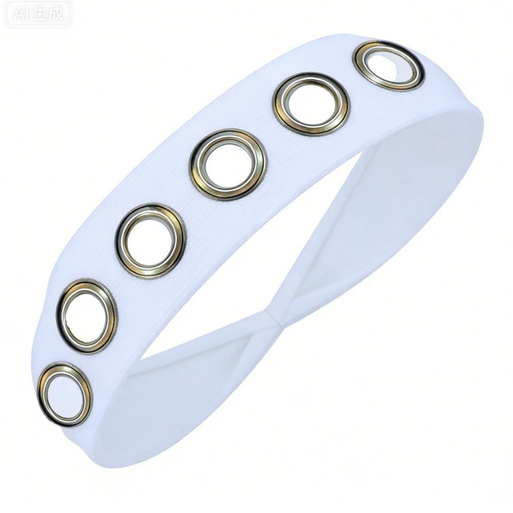 Solid Color Hollow Metal Headband Grommet Yoga Elastic Hair Band Women