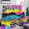 1Pc Rainbow Glitter Print Flannel Blanket, High Quality Comfortable for All Seasons, Home Decor, Warmth and Comfort, Perfect for Gifts