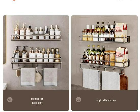 Punch-Free Wall-Mounted Bathroom & Toilet Storage Shelf