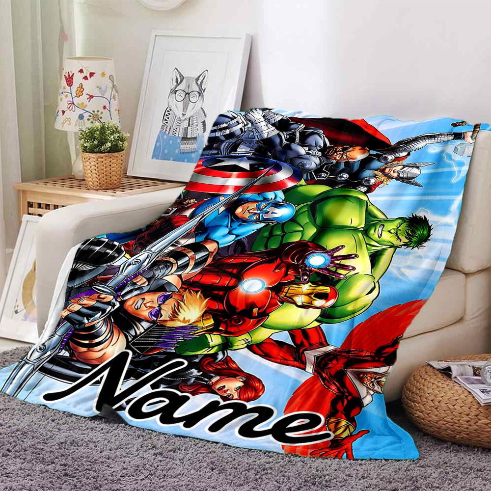 Custom Name Avengers: Infinity War flannel Blanket for Super Soft Cute Comfort Blanket for Travel Bedding Couch Sofa Blanket