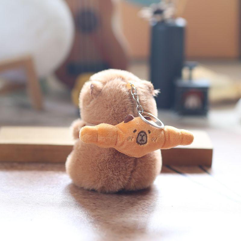 Capybara With Afternoon Tea Bag Plush Keychain Stuffed Gift For Kids Decor Bag