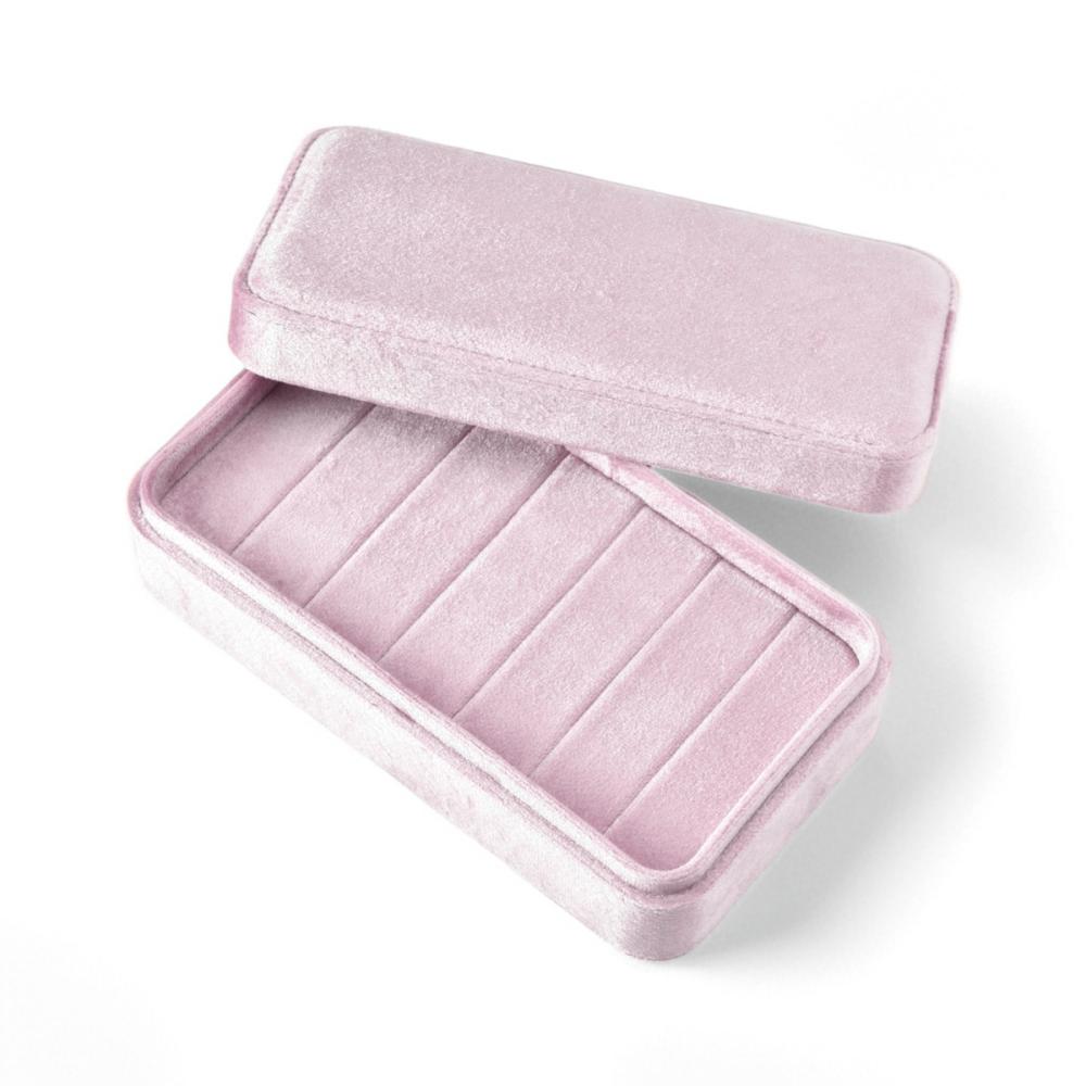 Rectangle Velvet Jewelry Box With Lid Premium Earrings Ring Storage Box Portable Jewelry Display Gift Case Custom Logo