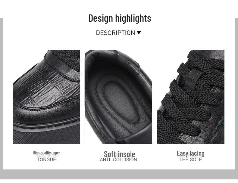 Trendy 2025 Men's Genuine Leather Sports Sneakers: White Soft Sole, Thick Sole Casual Shoes