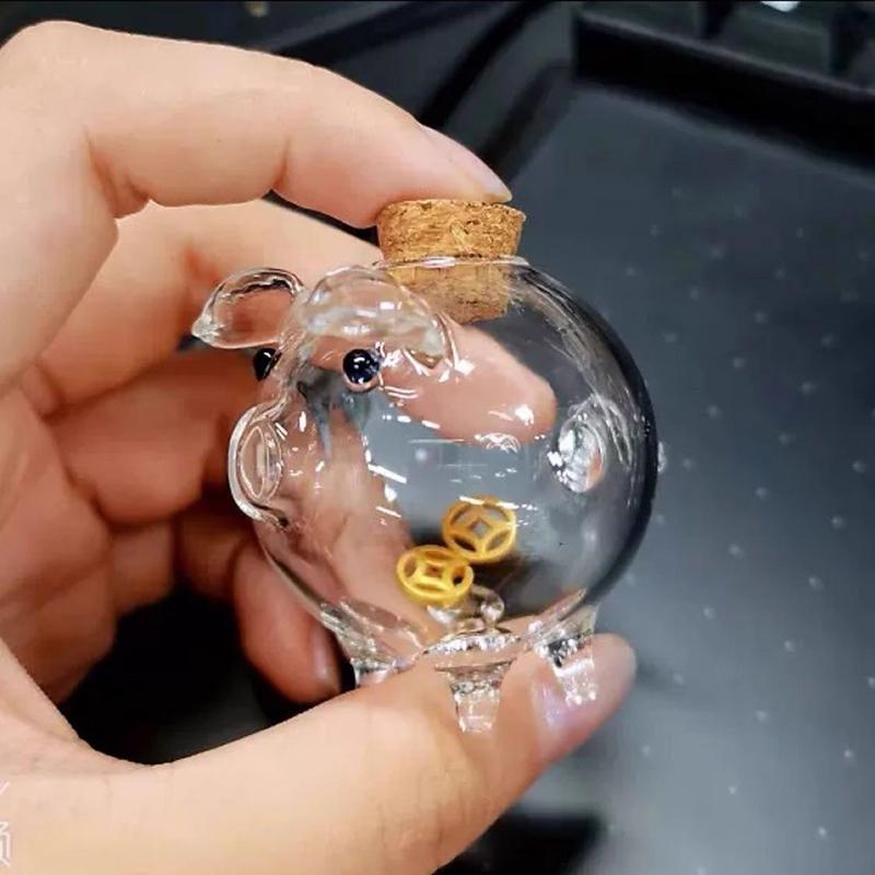 Cute Transparent Piggy Bank Glass Ornaments Golden Bean Storage, Animal Pig Money Saving Box Coin Box To Help Budget And Save