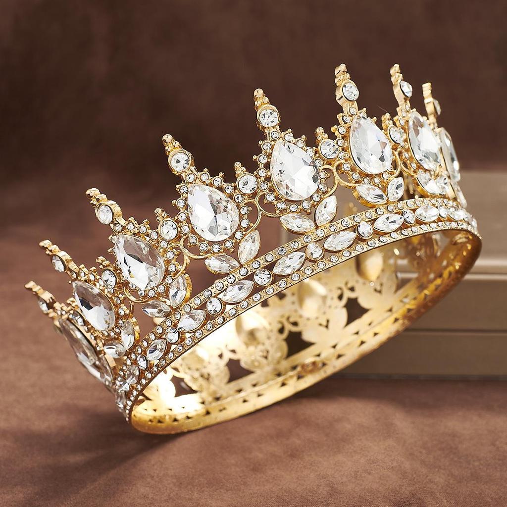 European Baroque Rhinestone King Crown Headpiece Tiara