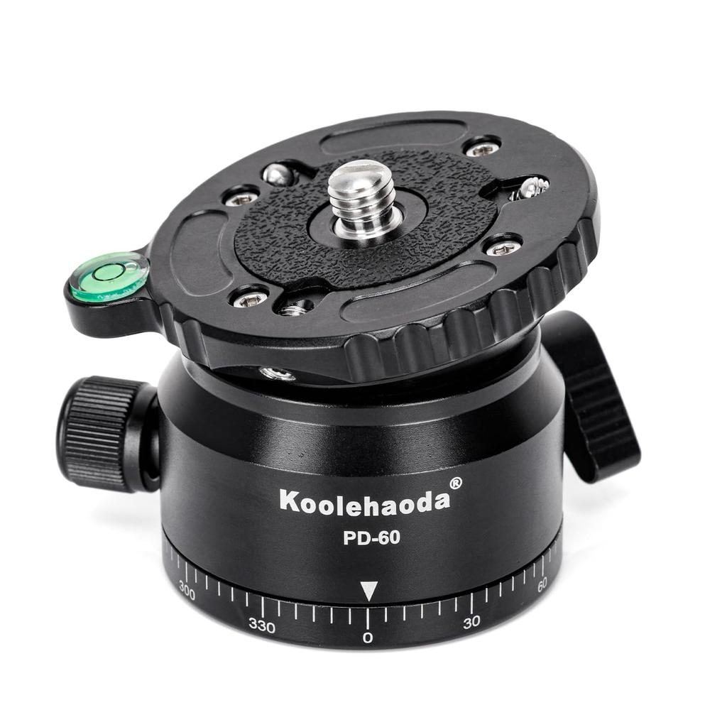 Koolehaoda Tripod Leveling Base Camera Offset Panoramic Base for Video and Monopods Leveler, 15° Tilt, 3/8" Screw, Level, 360° Heads, Tripods, (PD-60)