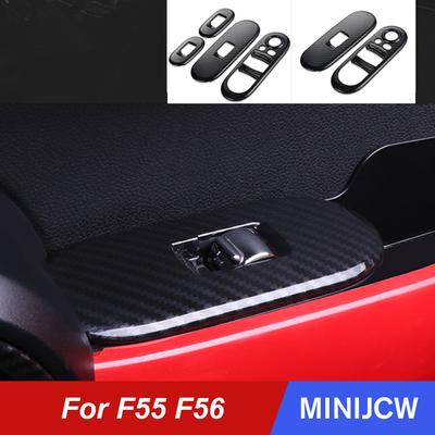 Interruptor do Elevador de Vidro do Carro Controle Cobertura Capa Carcaça Adesivos de Fibra de Carbono Para Mini Cooper S JCW F55 F56 Hatchback Acessórios para Carro