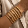 7 Pcs/Set Stackable Gold Color Bracelets Versatile Heart Prints Bracelets  Women