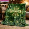 1pc Blanket Four-Leaf Clover Pattern Design Winter Fleece Blanket Soft HD Digital Print Modern Style Nap Blanket Soft Warm Gift Fl