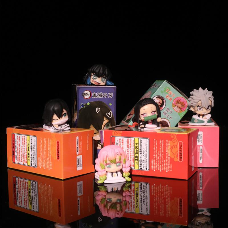 Anime 5 Stück/Set Gashapon Spielzeug Schlaf-Styling-Serie Nezuko Kanroji Mitsuri PVC Figur Modell Dekoration Geschenke für Kinder Erwachsene Kindergeburtstagsgeschenk