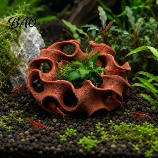 Aquarium Landscape Accessories 3D Printed Hideout Cave, Wavy Hollow Ring Fish Shrimp Shelter, Shelter Breeding Hiding Hole Decor, Tank Ornament