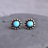 Genuine Turquoise Studs, Silver Turquoise Small Earrings, Handmade Bohemian Inspired Studs , Everyday Jewelry, Bridesmaid Gift for Her