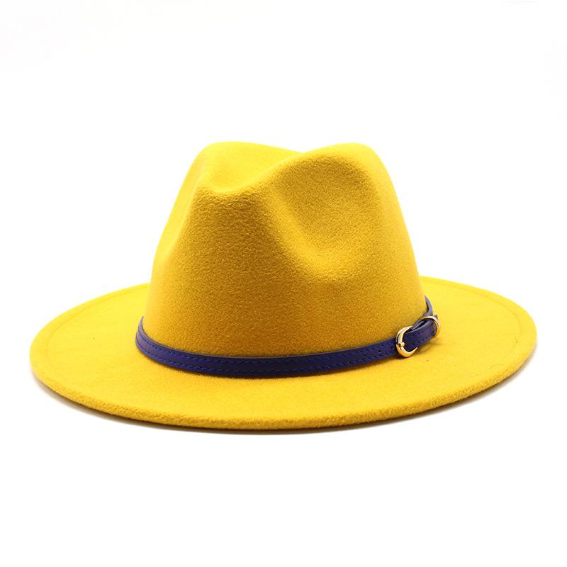 British Style Men And Women Jazz Woolen Hat Big Eave Hat Classic Woolen Hat