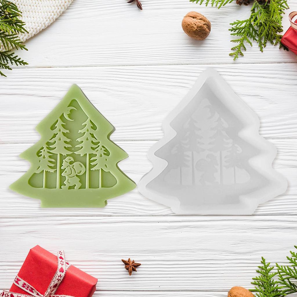 Christmas Tree Candle Mold Safe Non-Stick Soap Mould Silicone Christmas Molds For Child Home Decor Holiday Festival Birthday