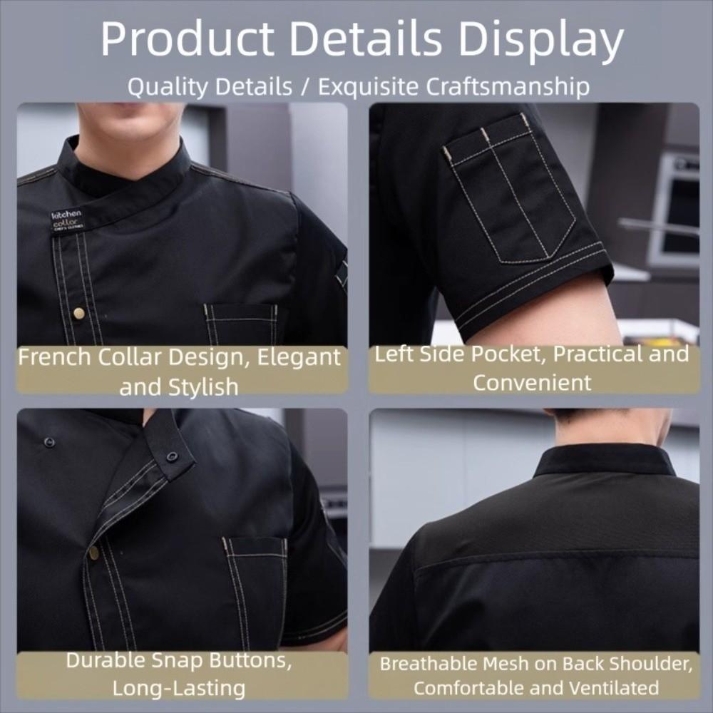 Thickened Chef Jacket Short-sleeved Kitchen Cook Shirts Portable Chef Uniform Restaurant