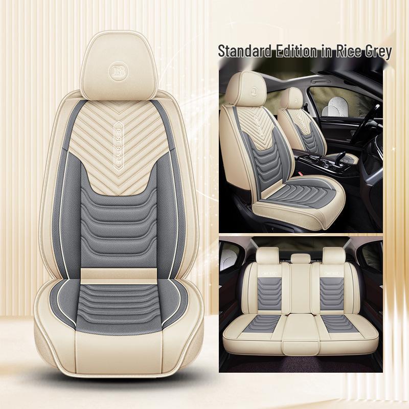 All-Season Linen Car Seat Cushion - Full Coverage & Universal Fit