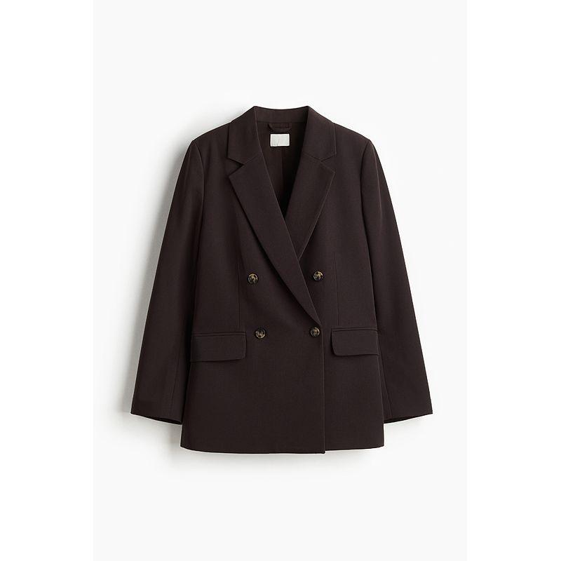 

HM Женская одежда Костюм Летний Для работы Дышащая рубашка Текстура Двубортный Плоский лацкан Гостевой образ Свободная верхняя одежда 1232584