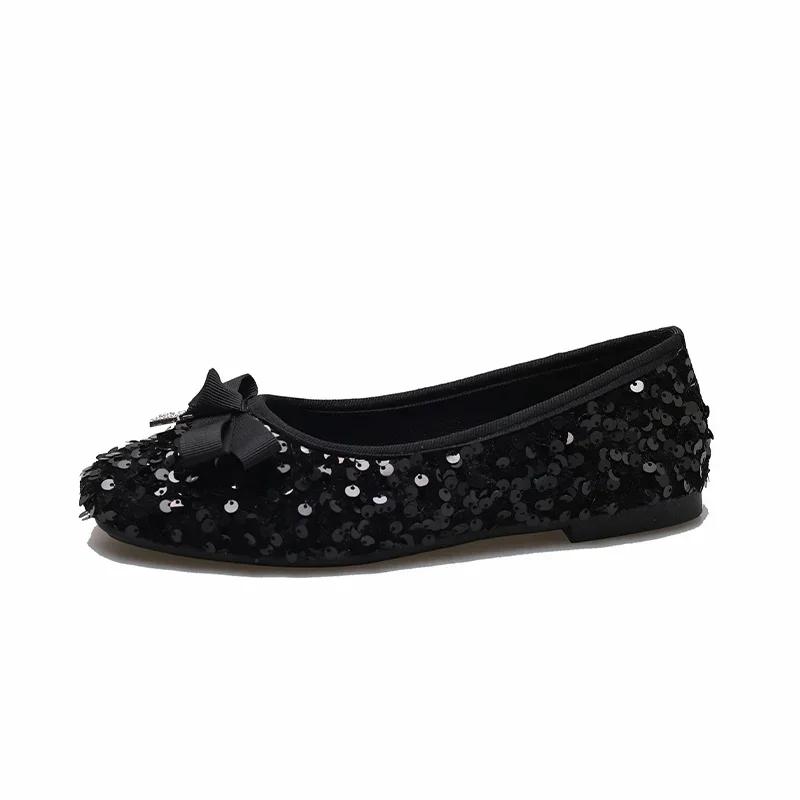 Fashion Women Flats Bow Bling Flats Shoes Shallow Designer Sandals Autumn Fad Soft Casual Shoes Dress Walking Cozy Femme Chaussures