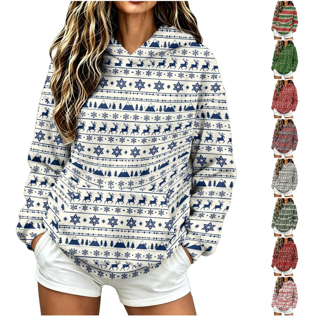 Women's Casual Christmas Print Flannel Top with Pockets for Holiday Party Outfits