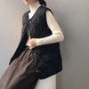 Women Autumn Winter Vest Sleeveless O Neck Loose Padded Single Breasted Casual Vest