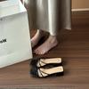 High Heels Women's Summer New Square Head Word with Thick Heel Sandals Middle Heel Open Toe Slippers