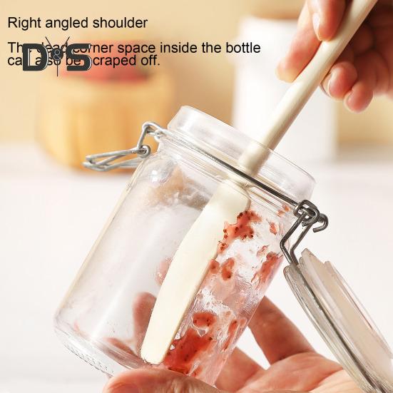 Silicone Jar Spatula for Scraping Spreading Long Handle Rubber Scraper for Jars Bottles Heat Resistant BPA Free Silicone Utensil for Home Kitchen
