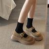 [Yushilai] Retro thick-soled shallow-mouth single shoes for women's spring 2025 new one-word buckle Mary Jane shoes